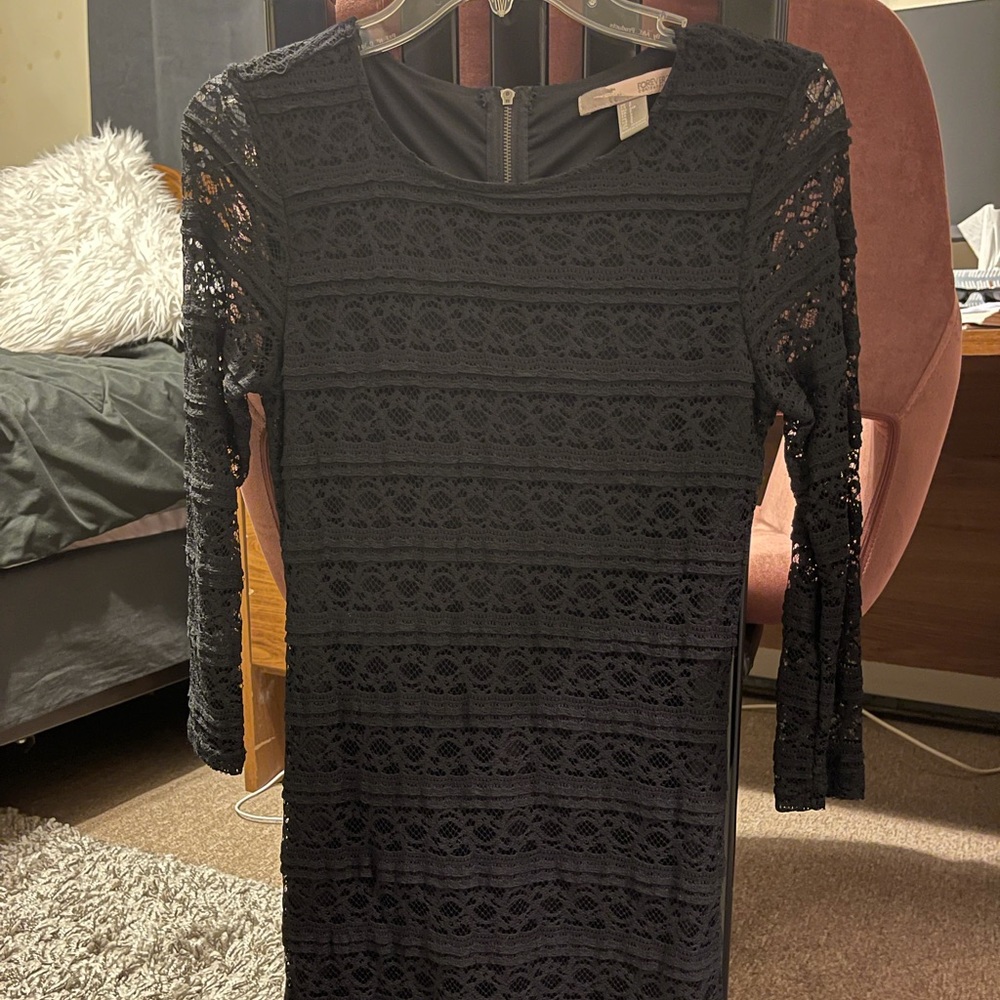 Black lace, quarter sleeve bodycon dress